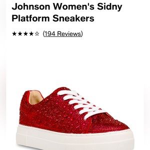 Betsey Johnson Size 7 Sidny Rhinestone Sneakers - Red